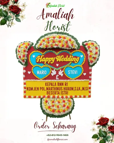 Karangan Papan Bunga Pernikahan di Mekar Baru